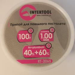 Припій RT-2065 INTERTOOL трубчастий Sn40/Pb60, 1 мм, 100 г