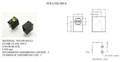 Держатель FIX-LED-301A для 3мм; polyamide; угловой; черный; UL94V-2; H: 7.4mm
