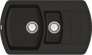 Кухонна мийка граніт VANKOR Norton NMP 04.86 Black + сифон подвійний VANKOR Стандарт