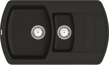 Кухонна мийка граніт VANKOR Norton NMP 04.86 Black + сифон подвійний VANKOR Стандарт