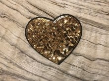 Термонаклейка сердце с паетками золото № 1861