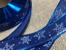 Декоративная лента новогодняя снежинка синяя