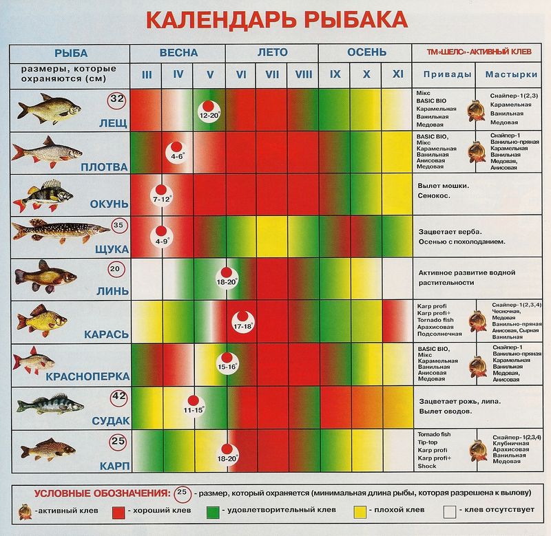 Календарь рыболова на 2022 год