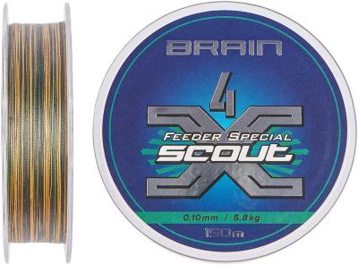 Шнур Brain Scout 4X 150m 0.128mm 7.2kg camo green