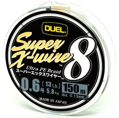 Шнур Duel Super X-Wire X8 150m 0.15mm 7kg col.Silver #0.8