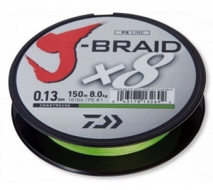 Шнур Daiwa J-BRAID X8 0.16mm-150m 20lb 9kg col.CHARTREUSE