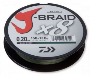 Шнур Daiwa J-BRAID X8 0.16mm-150m 20lb 9kg DARK GREEN 