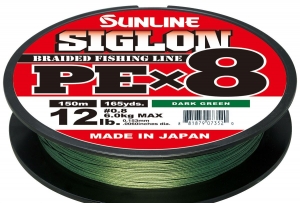 Шнур Sunline Siglon PEx8 150м #0.4 0.108 мм 6Lb 2.9 кг (темно-зел.)