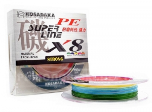 Шнур Kosadaka PE Super Line X8 150m 0.14mm col.Multicolor