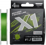 Шнур Favorite X1 PE 4x 150m col.(l.green) #1.2/0.185mm 20lb/9.5kg