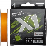 Шнур Favorite X1 PE 4x 150m col.(orange) #1.2/0.185mm 20lb/9.5kg
